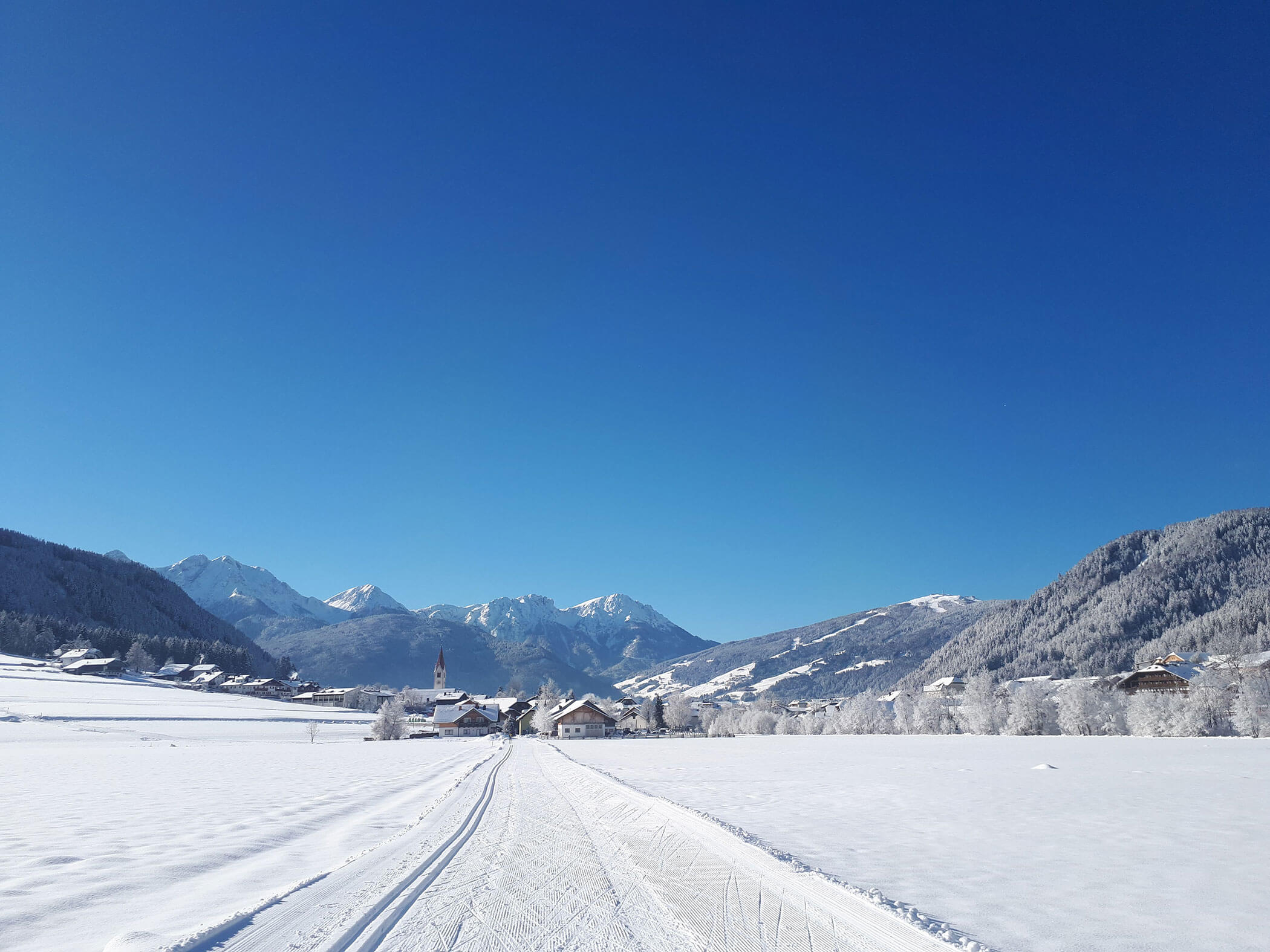 Langlaufloipe zwischen Neuschnee - Branterhof